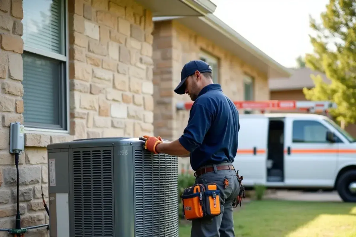 Newly installed high-efficiency outdoor condenser in a Killeen neighborhood