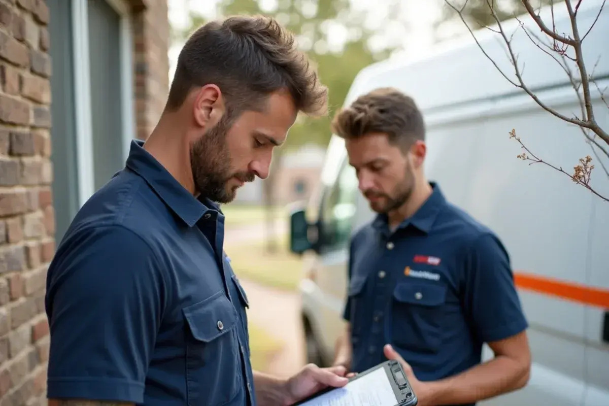 HVAC specialist completing quality assurance commissioning checklist