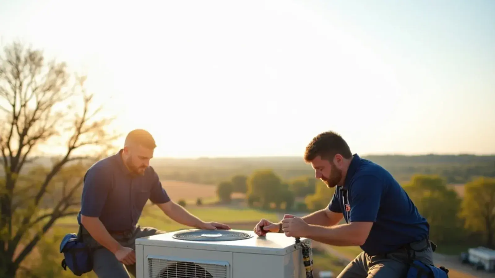 Certified HVAC technician servicing outdoor cooling equipment in Gatesville, TX