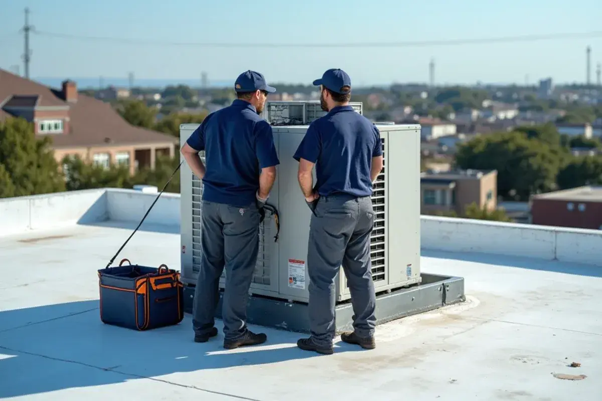 Commercial rooftop HVAC package unit service in Temple medical district